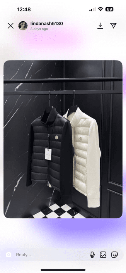 Monogram patchwork down jacket and LV wallet